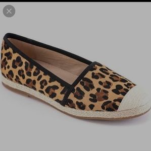 David Tate parthenia slip on tan/ black leopard print calf hair. 8.5ww